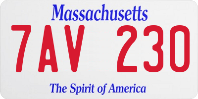 MA license plate 7AV230