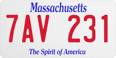 MA license plate 7AV231