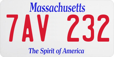 MA license plate 7AV232