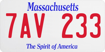 MA license plate 7AV233
