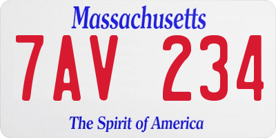 MA license plate 7AV234