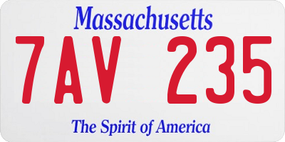 MA license plate 7AV235