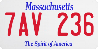 MA license plate 7AV236