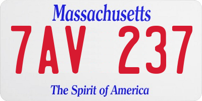 MA license plate 7AV237