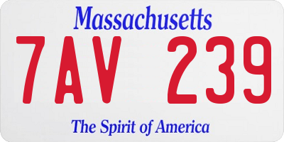 MA license plate 7AV239