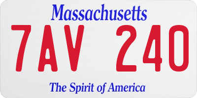 MA license plate 7AV240