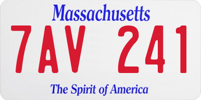 MA license plate 7AV241