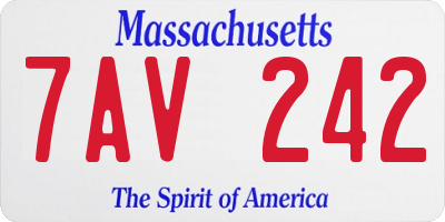 MA license plate 7AV242