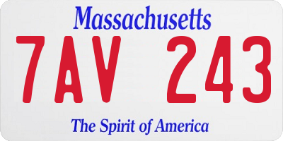 MA license plate 7AV243