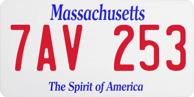 MA license plate 7AV253