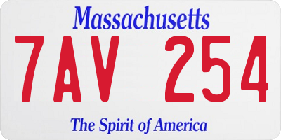 MA license plate 7AV254