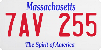 MA license plate 7AV255