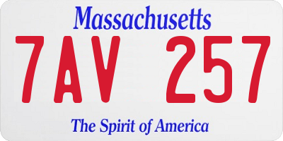MA license plate 7AV257