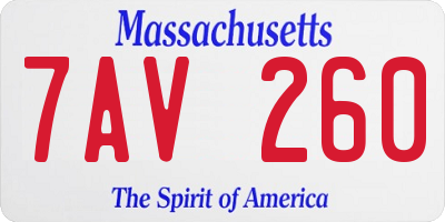 MA license plate 7AV260