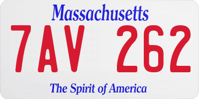 MA license plate 7AV262