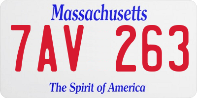 MA license plate 7AV263