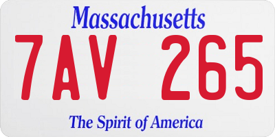 MA license plate 7AV265