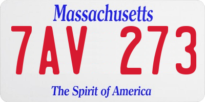 MA license plate 7AV273
