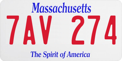 MA license plate 7AV274