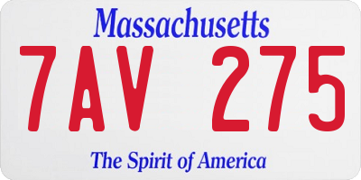 MA license plate 7AV275