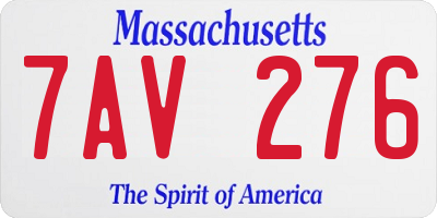 MA license plate 7AV276