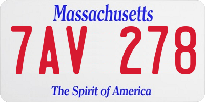 MA license plate 7AV278