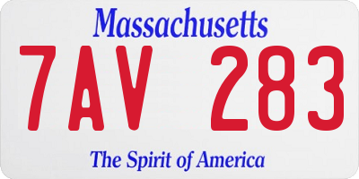 MA license plate 7AV283