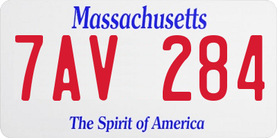 MA license plate 7AV284