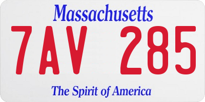 MA license plate 7AV285