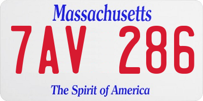 MA license plate 7AV286