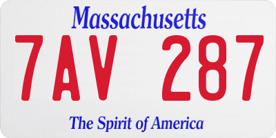 MA license plate 7AV287