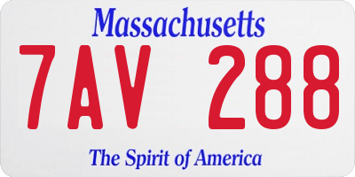 MA license plate 7AV288