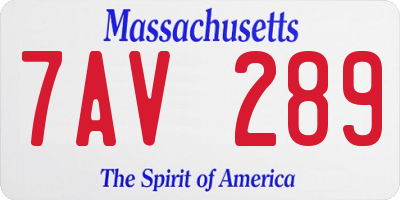 MA license plate 7AV289