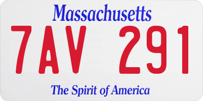 MA license plate 7AV291