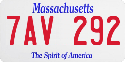 MA license plate 7AV292