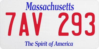 MA license plate 7AV293