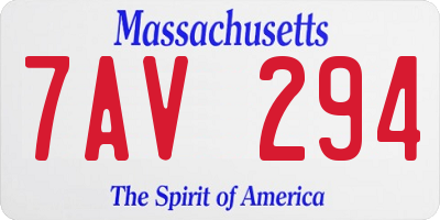 MA license plate 7AV294