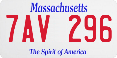 MA license plate 7AV296