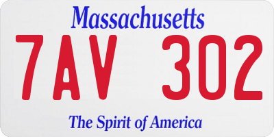 MA license plate 7AV302