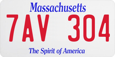 MA license plate 7AV304