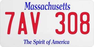 MA license plate 7AV308