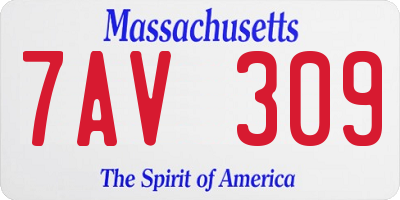 MA license plate 7AV309