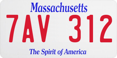 MA license plate 7AV312