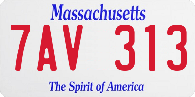 MA license plate 7AV313