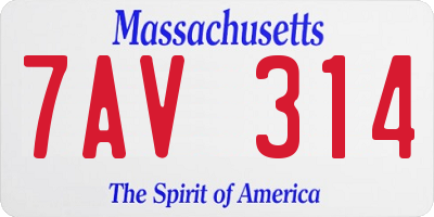 MA license plate 7AV314