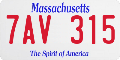 MA license plate 7AV315