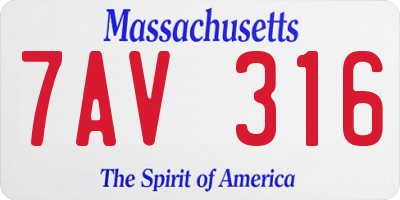 MA license plate 7AV316