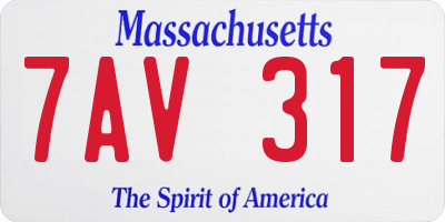 MA license plate 7AV317