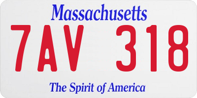 MA license plate 7AV318