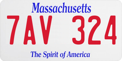 MA license plate 7AV324